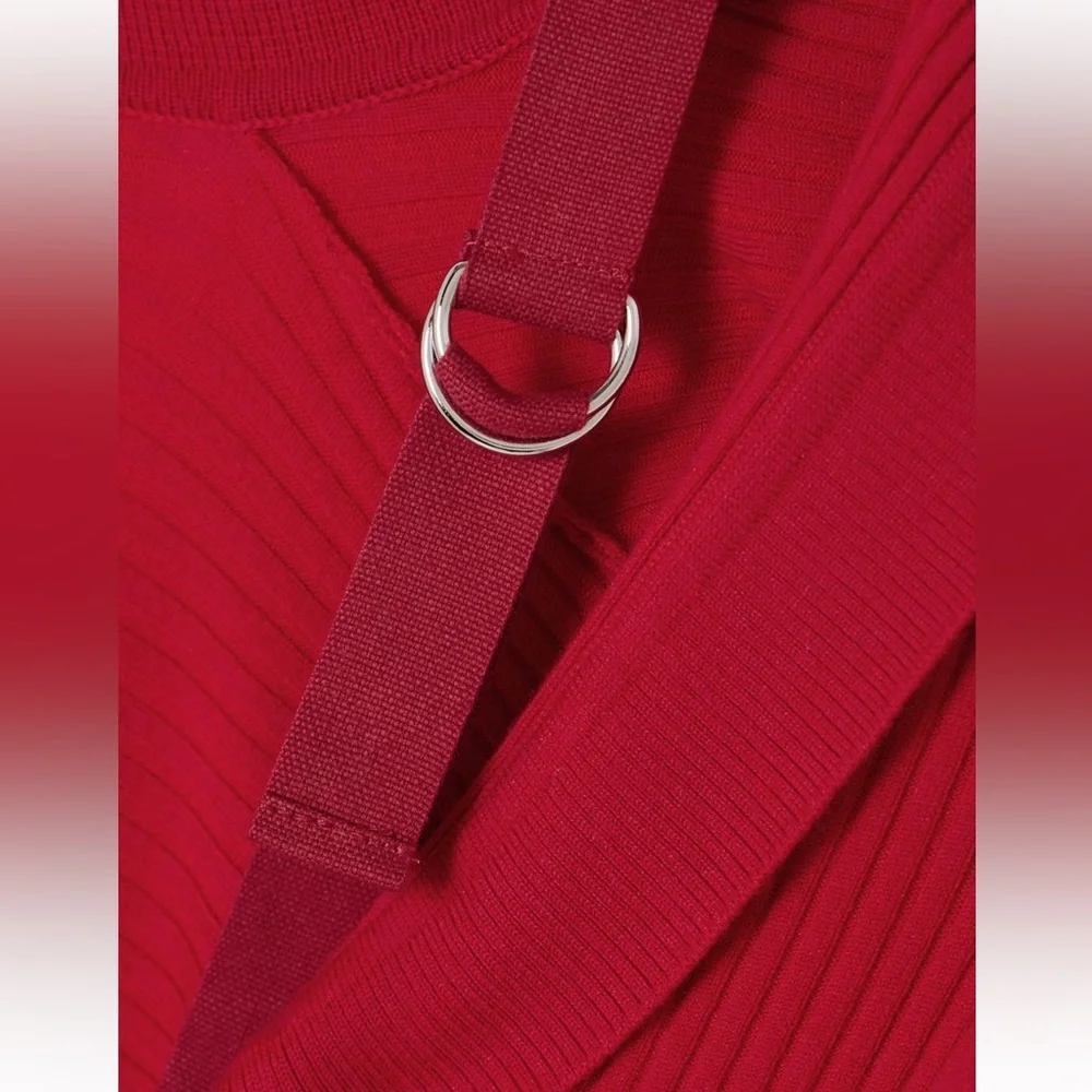 Jacquemus Red Ribbed Asymmetric Wool-Blend Dress - Picture 4 of 6